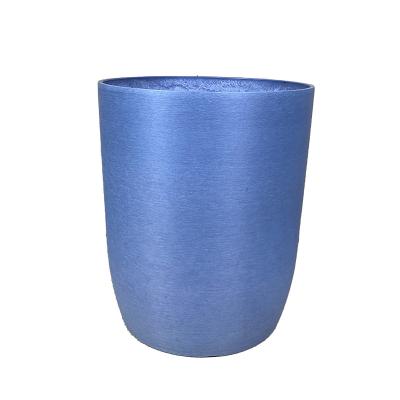 China Grain Lines Flower Pot Compression Molding Lightweight Recycled Plastic Stone Planter Tall For Outdoor Indoor Garden Pots for sale