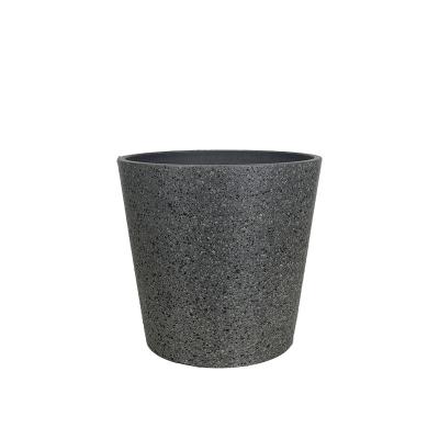 China Grain Lines Flower Pot Contemporary Minimalism Around Resin Plastic Modern Faux Concrete Pot Effect Planter for sale