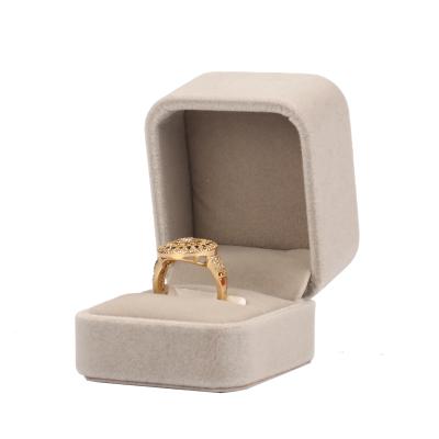 China Good Quality Handmade Custom Made Velvet Ring Velvet Gift Jewelry Boxes Custom Flocking Paper Box With Printing Jewelry Packaging Box for sale