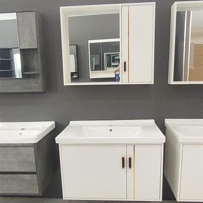 China Modern Design Luxury White Bathroom Vanity Cabinet Furniture With Sink Stainless Steel Basin Vaniti for sale