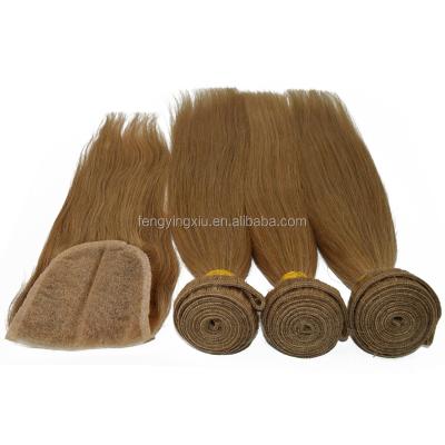 China Body Wave 8A Straight Grade 3 Bundles Honey Blonde 27#ss Brazilian Hair Weave With Lace Closure Color #27 Blonde Virgin Hair Extensions for sale