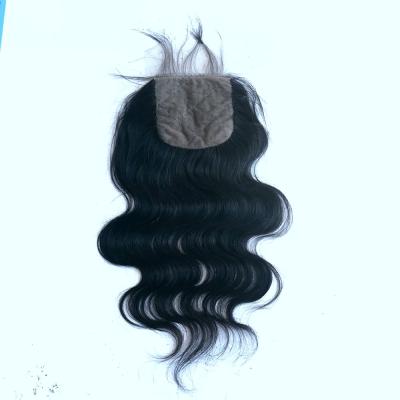 China Hot Selling Body Wave Hair Natural Black Silk Lace Closure 4*4 Lace Toppers Bottoms for sale