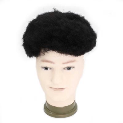 China Full Cap French Lace Afro Hairpiece For Men100% Black Hair Pieces Hairpiece For Black Men for sale