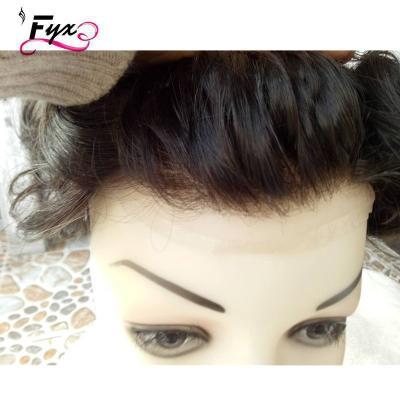 China 100% Human Hair Indian Indian Human Hair French Lace Toupee With PU Hair Men Hairpiece Q6 Base For Bald Men for sale