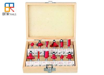 China BMR TOOLS 12Pcs Set 1/4 Inch Shank Tungsten Carbide Tip TCT Woodworking Wood Router Bit Set for sale