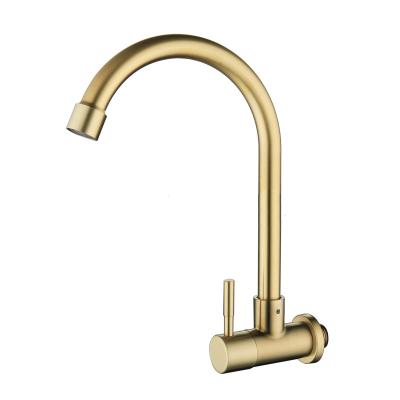 China Sense Only Faucets Wall Mount Cold Water Mixer Tap Gold Faucet Kitchen For Kitchen Sink for sale