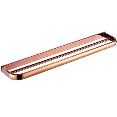 China Nice Appearance Rose Gold Bathroom Double Towel Bar Wall Mount Towel Rack for sale