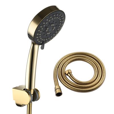 China With Gold Hand Held Spray Settings Kit 5 Diverter Shower Head Showerhead With Hose And Holder for sale