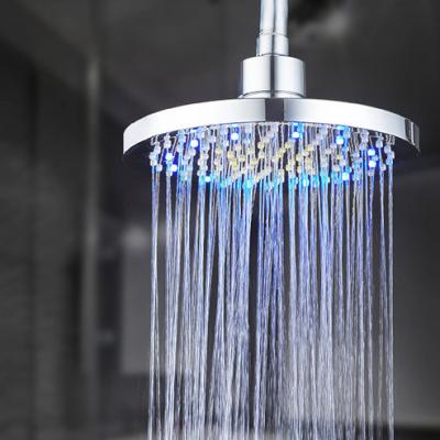 China No Round Bathroom Replacement Rainfall Rain Spray Top Shower Head With LED Light for sale