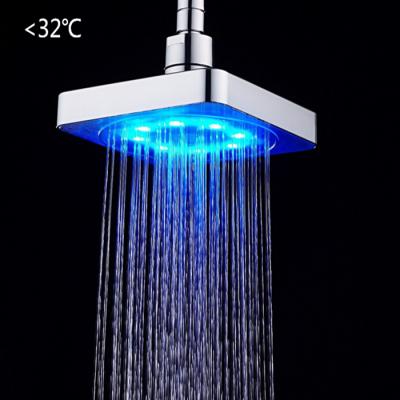 China Needle Free 6 Inch LED Plated Chrome Square Head Shower Head High Pressure Shower Head for sale