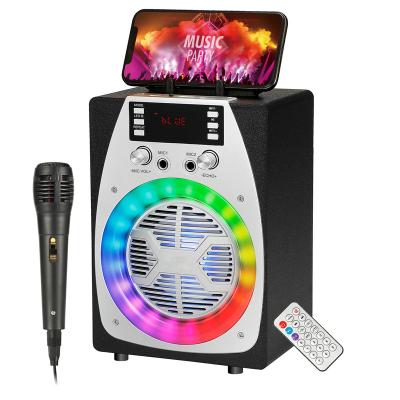 China New Model LED Flashing Light LED Subwoofer Speaker Wireless Karaoke with Microphone Blue Tooth Audio for Outdoor Party for sale