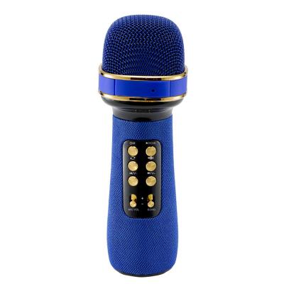 China Factory Price Professional Portable Wholesale Karaoke Players Microphone Speakers New LED Flashing Light Handheld Blue Wireless Tooth Microphone for sale