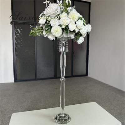 China Estancia de flores de bodas modernas Estancia de cristal de pilares florales Decoración de mesa en venta