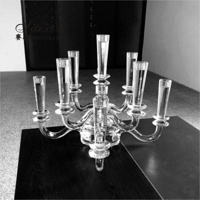 China 9 Branch Crystal Glass Candelabra Crystal Candle Stands For Home Decor 55CM for sale