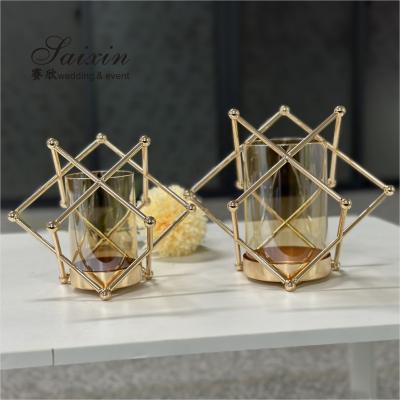 China Wholesale wedding centerpieces single gold candle holder for event decor for sale