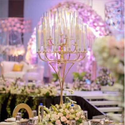 中国 ZT-361 Decoration international 25 arms wedding metal candelabra with glass cylinder 販売のため