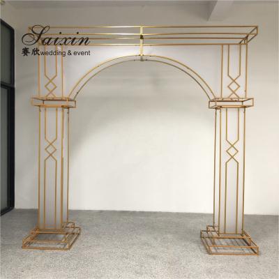 China Factory  luxury gold frame with white membrane arch for wedding furniture backdrop decoration for sale