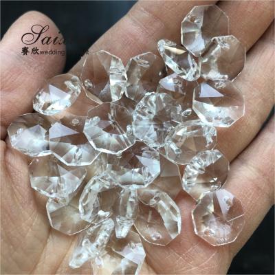 China AAA 14mm machine cut clear octagon shape hanging crystal decorations bead for chandelier lights accessories Te koop