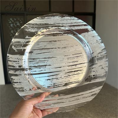 China Hot Sale Wedding Table Decoration Glass Charger Plates 33 cm Wedding Glass Charger Plates en venta