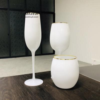 Chine ZT-G004 new wedding tableware favors white colored water wine champagne glass set à vendre