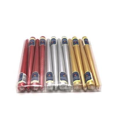 China Factory wholesale  high quality electroplating multiple colored gold silver long burning non drip  taper candles zu verkaufen