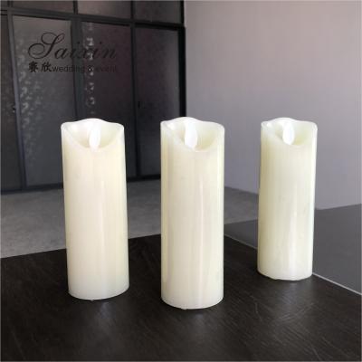 China 2021 Battery Operated Warm White Flat Flickering  LED Pillar Candles For Wedding Candelabras zu verkaufen