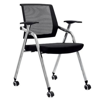 China JUKEY Office Training Chair Meeting Chair PP Metal Frame School Training Room Foldable Plastic Desk Chairs With Notepad for sale