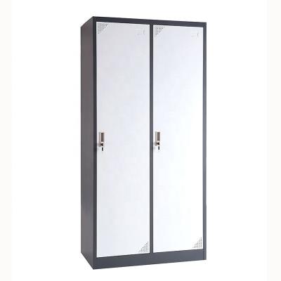 China (Size) 2 Door Wardrobe Closet Metal Adjustable Storage Cabinet 1 Garment Hanging Pole + 1 Glass + 1 Placed Panel for sale