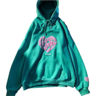 China Women Spring Anti-pilling Thin Sleeve Print Hoodies Sweatshirt Long Embossing Cute Love Graphic Heart Letter Harajuku Pullover for sale