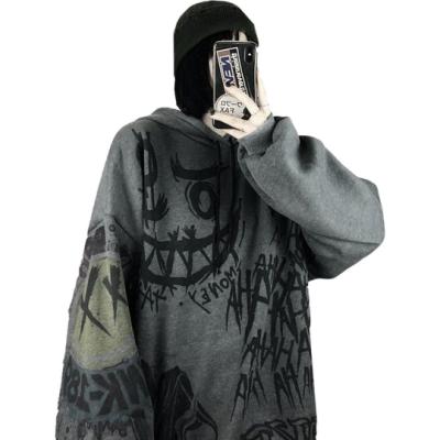 China Anti-pilling 2022 High Street Women Clothes Loose Graffiti Fit Street Streetwear Hoodies Oversized Pullover For Girl Customized for sale