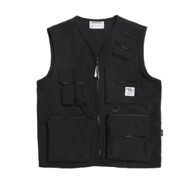 China Vintage Logo Custom Multi-pocket Anti-pilling Functional Mens Tactical Vests Work Vests Zipper Plus Size for sale