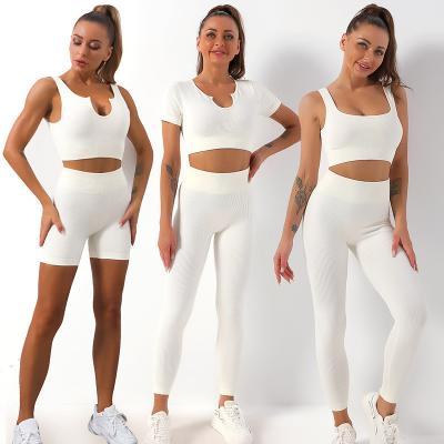 China Seamless Conjuntos Deportivos Mujer 5 Piece Gym Clothing Sets Women Seamless Yoga Wear Gym Fitness Sets for sale