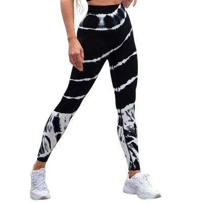 China 2022 Popular Seamless Yoga Leggings High Waist Breathable Tight Pants Butt Tie Dye Workout Lifting Leggings for sale