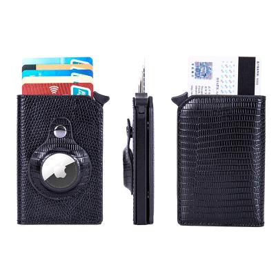 China Normcore/Minimalist Airtag Wallet Case RFID Wallet Leather Airtag Card Holder Smart Slim Wallet for sale