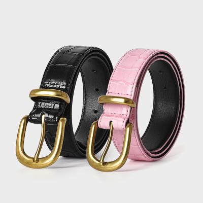 China Cowhide Women's Belts 2022 Fashion Leather Pin Buckles Genuine Leather Belt Crocodile Women Belt for sale