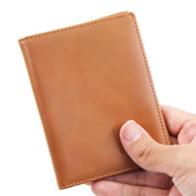 China Customized genuine leather bifold wallet mens rfid leather smart wallet mens wallet anti-theft for sale