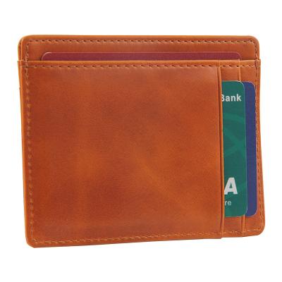 China Fashion design rfid credit card holder slim leather wallet business PU leather card holder for sale