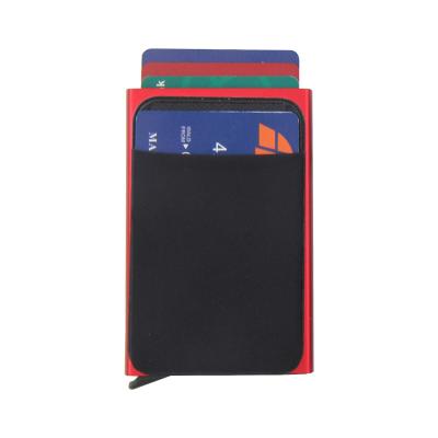 China Fashion Rfid Blocking Money Card Holder Metal Noise Wallet Aluminum Leather Credit Card Holder for sale