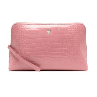 China Fashion hot sale PU crocodile leather luxury cosmetic bag women travel make up lady bags grabs cosmetic bag for sale