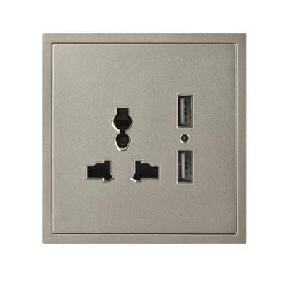 China Wholesale Price Standard 13A 3 Pin With Neon Cheap European British Copper Bronze Or Red Surface+Phosphor Multiple Wall Socket With USB for sale