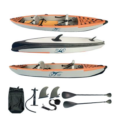 China Inflatable Sea Kayak Two Person Kayak Accept Customized Double Sit-in Seat Boat Rest Fishing Sport Canoe for sale