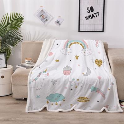 China Cartoon Digital Printing Sherpa Fleece Blankets Soft Breathable for sale