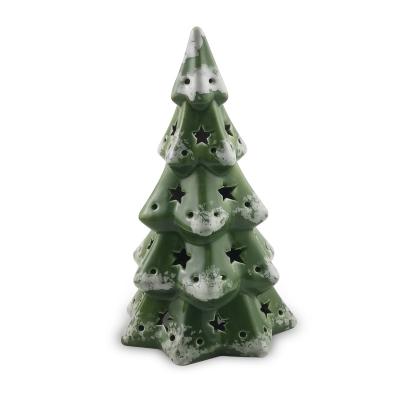 China OEM Customized Christmas Tree Wholesale Home Decor Christmas Ceramic Christmas Tree Holiday Indoor Green Home Decoration With LED Light for sale