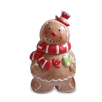 China Traditional Ceramic Gingerbread Cookie Jar Christmas Cookie Jar Dolomite Christmas Gingerbread Storage Jar for sale