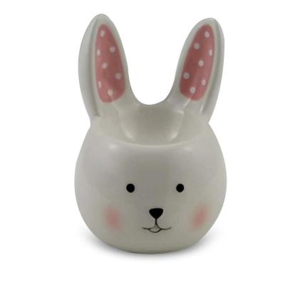 China Viable Handpainting Easter Bunny Eggcup Dolomite Rabbit Egg Ceramic Egg Mug for sale