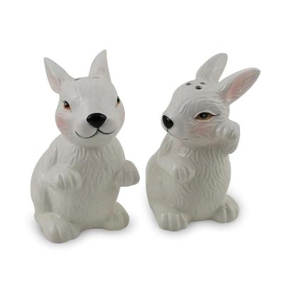 China Easter Bunny Salt&Pepper Shakers S/2 Dolomite Salt and Pepper Keeper Bunny Salt and Pepper Viable Shakers for sale