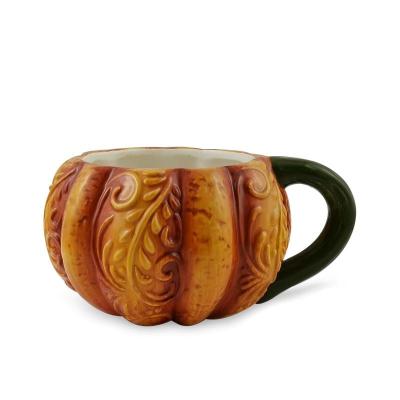 China Handpainting 3D Harvest Mug Sustainable Pumpkin Mug Ceramic Thanksgiving Coffee Mug for sale