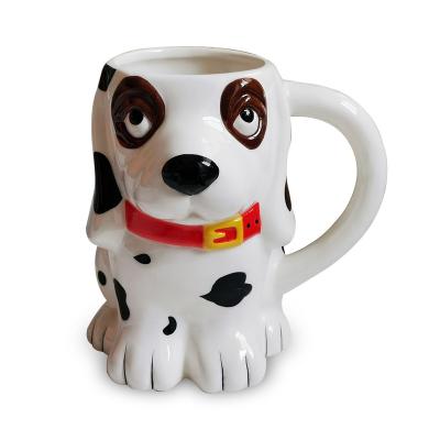 China Lovely Viable 3D Mug In Dog Shape Handpainting Ceramic Dog Shaped Coffee Mug Dolomite Dog Design Wholesale Beer Mug for sale