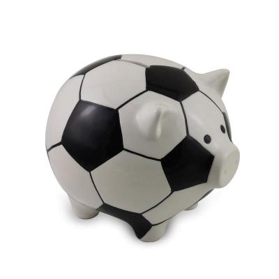 China Football Design Handpainting Pig Savings Bank Dolomite Money Bank Pig Coin Bank for sale