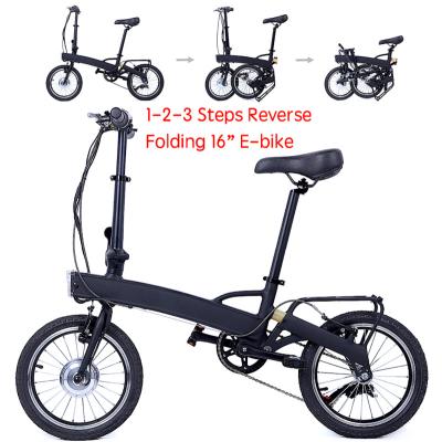 China Super lightweight aluminum alloy folding 16inch reverse electric bike / doodlebike for sale